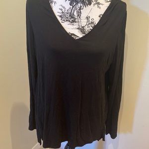 Black Jersey fabric tunic top with pleated back